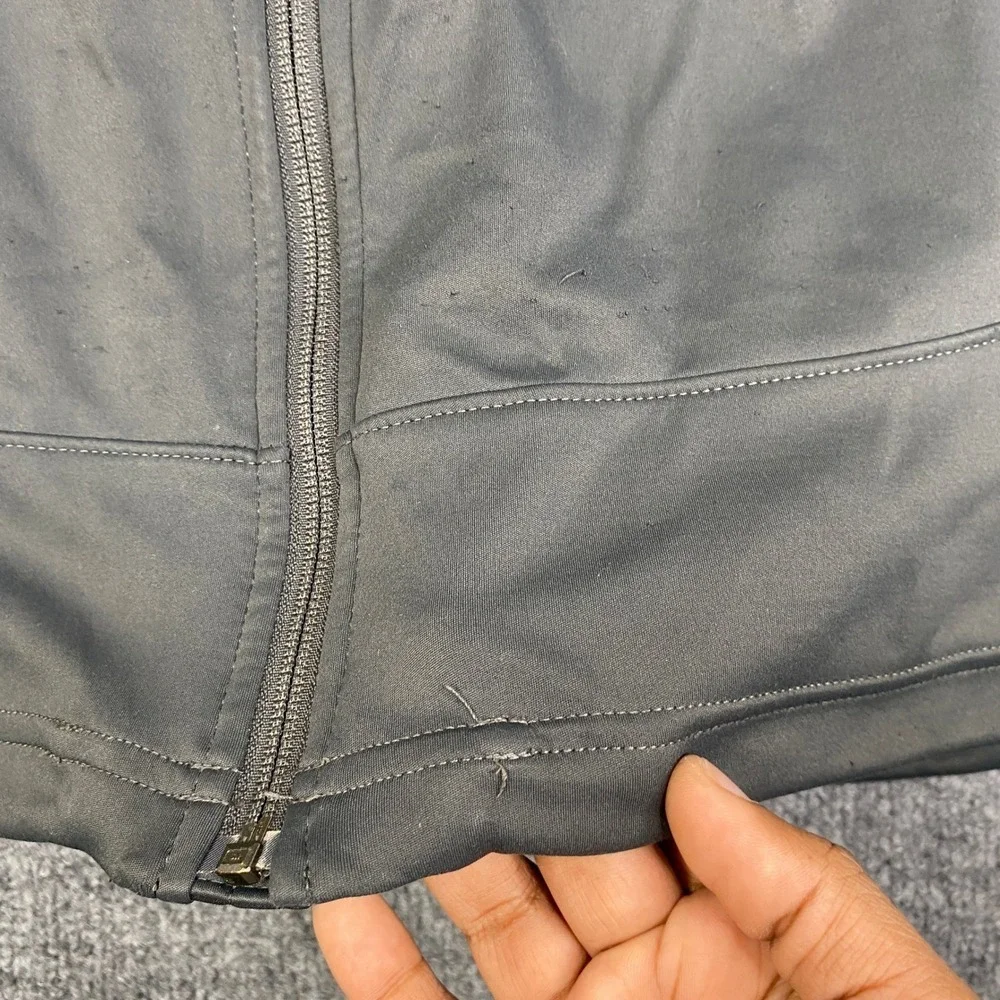 The North Face Windstopper Jacket Mens Grey Black Hooded Softshell Full Zip L